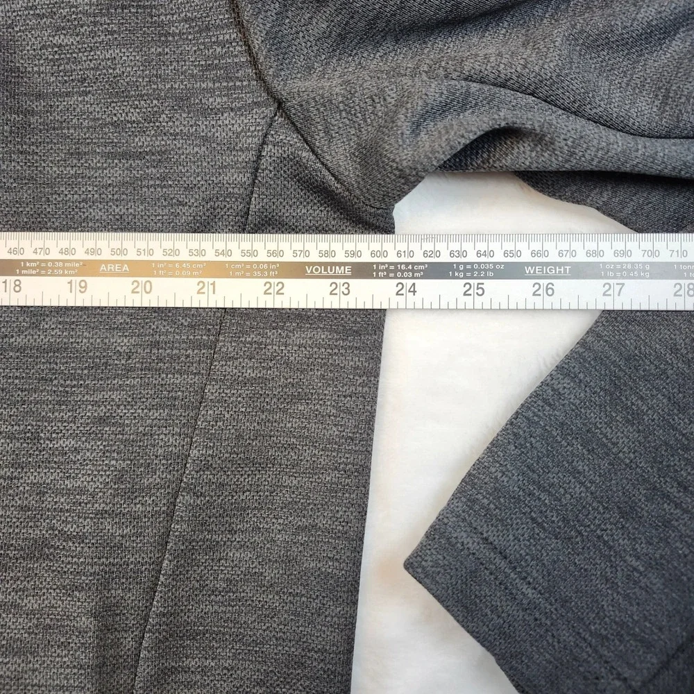 Orvis Mens Full Zip Fleece Jacket Grey‎ Black Textured Knit Mock Neck Large